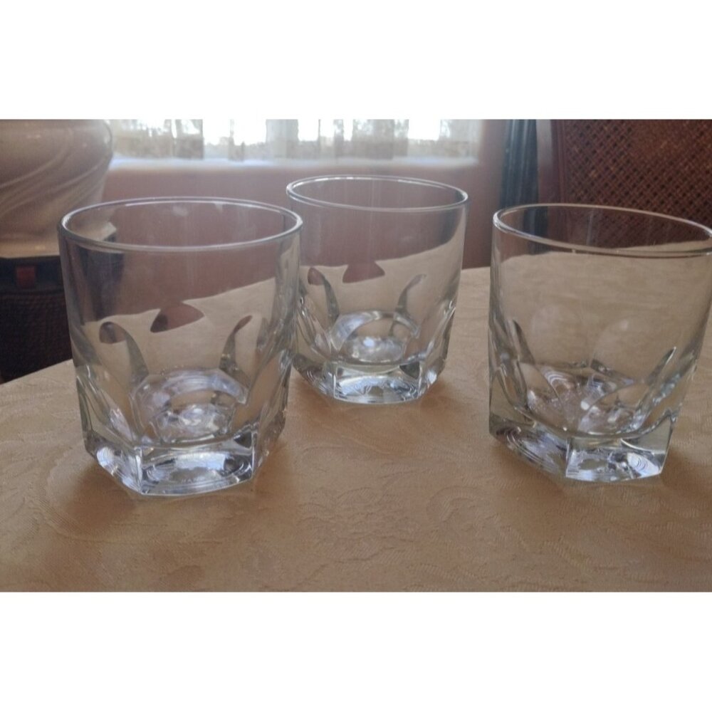 3 Bacardi Superior  Drinking Glass Heavy Bottom Promo Collectible 3"1/5